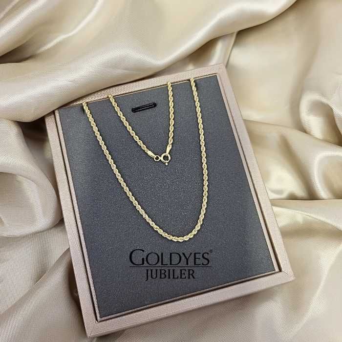 Złoty łańcuszek splot korda próba złota 585