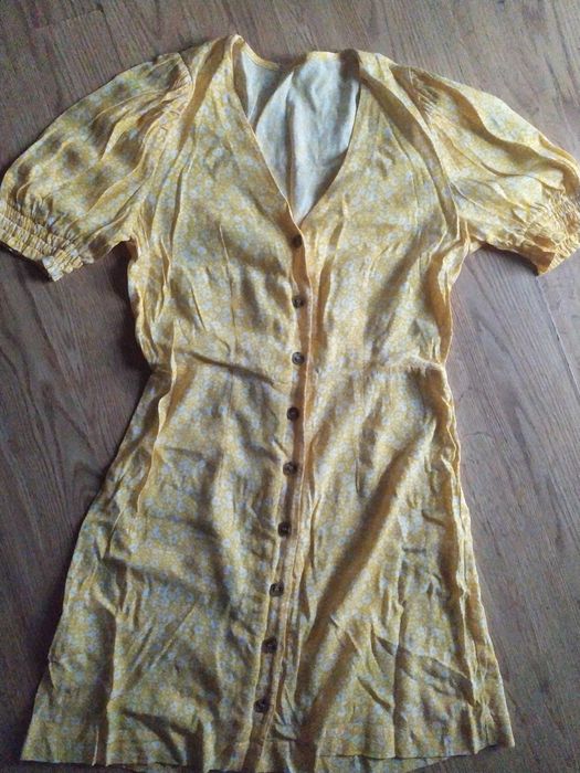 Zwiewna sukienka h&m żółta m/38