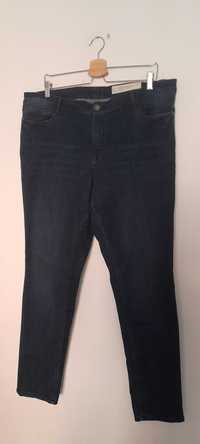 Granatowe elastyczne jeansy rurki skinny z wysokim stanem 50