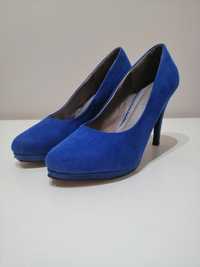 Chabrowe kobaltowe niebieskie szpilki buty na obcasie rozmiar 38 ccc