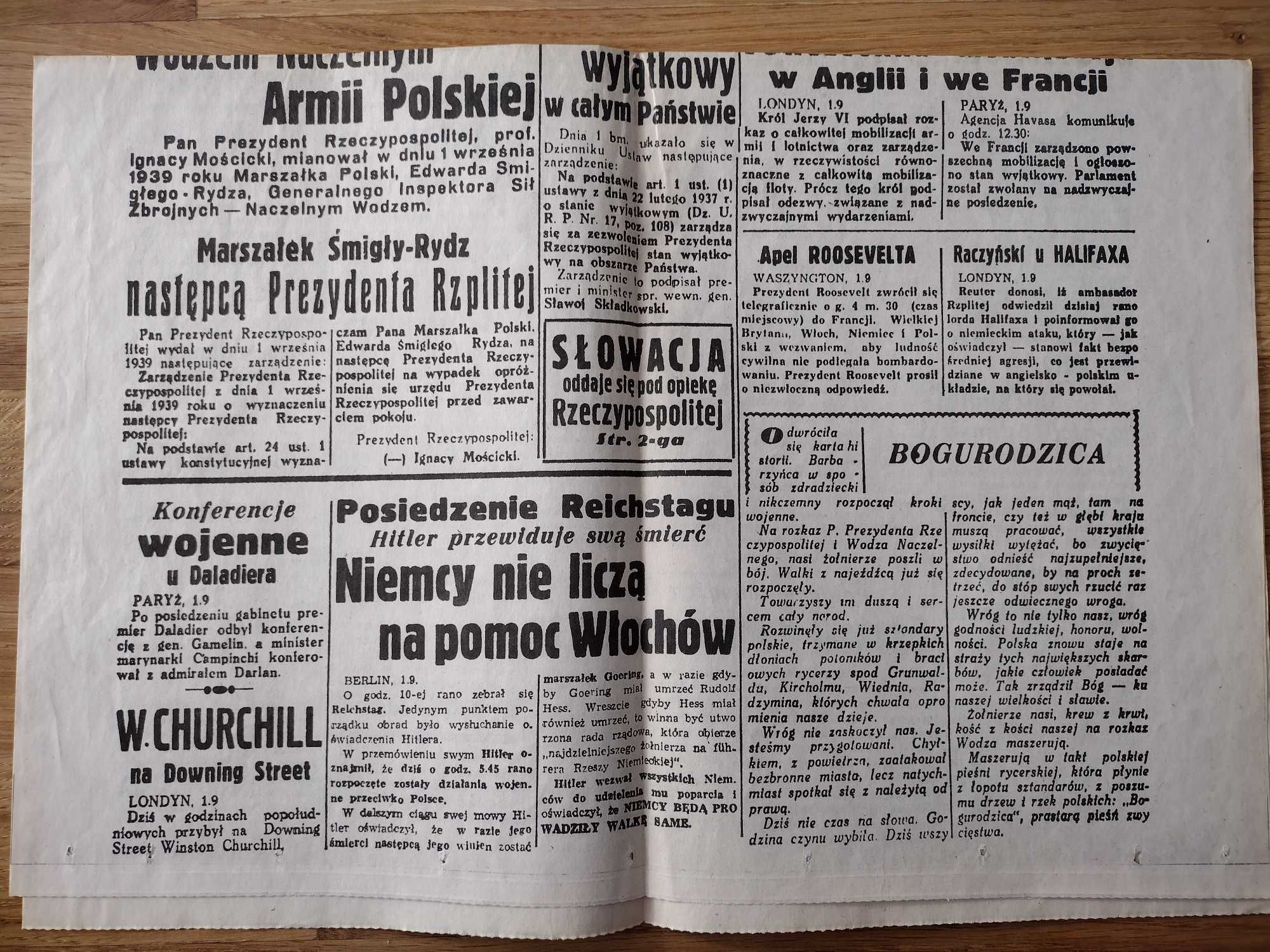 Sprzedam gazetę czas 7 z 1939 roku !