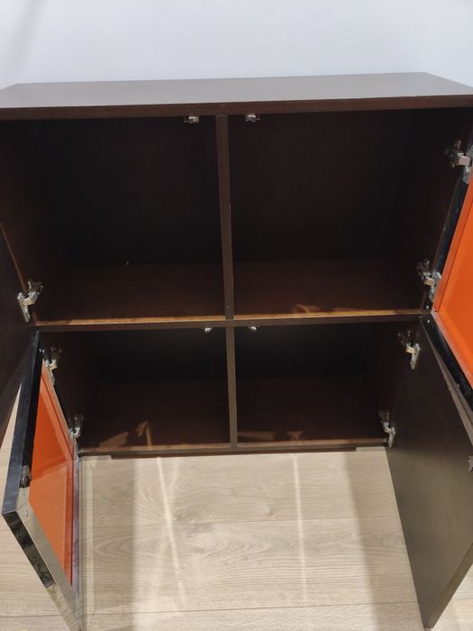 Aparador / Consola castanha / laranja e prata