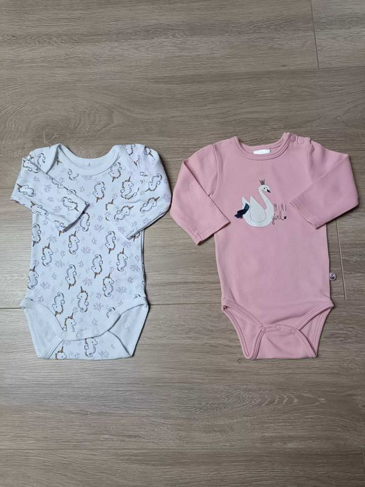 Body długi rękaw x2 biały jednorożce różowy łabędź 'Name it' 56