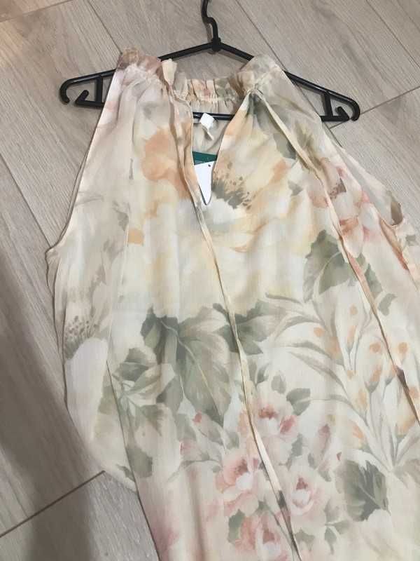 Długa sukienka H&M S M pastelowe kwiaty nowa