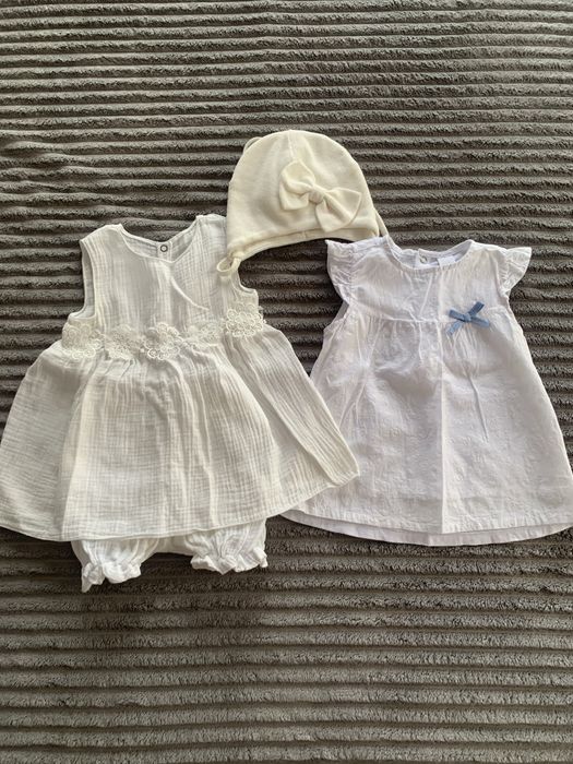 Літній одяг речі на дівчинку плаття і шорти муслінові шапочка 74-80 р