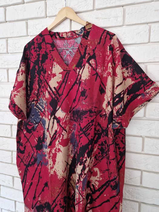 Lniana sukienka maxi boho chick one size XXL XL Plus size vintage