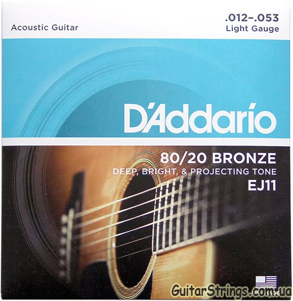 Струны D'Addario EJ10 Bronze 80/20 10-47 для акустической гитары, США