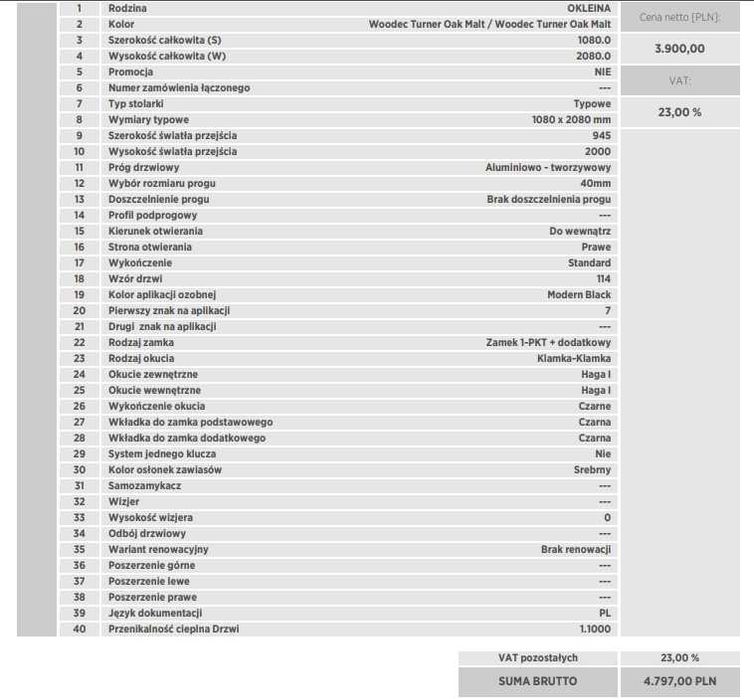 Wiśniowski drzwi wejściowe NOBE