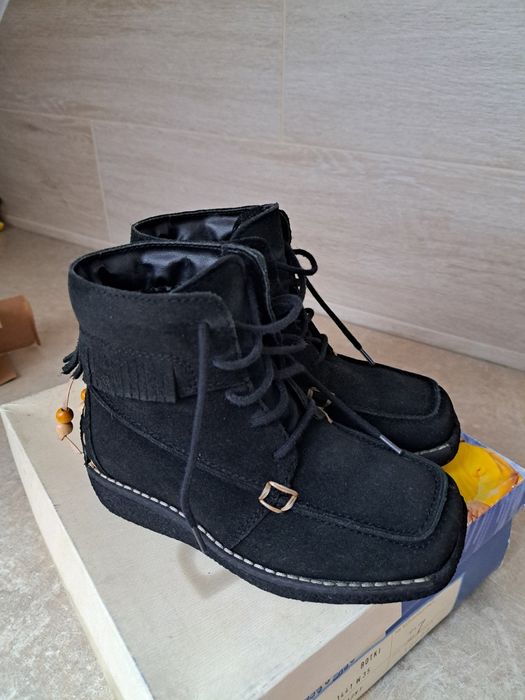 Czarne kozaki dziewczęce, zamszowe rozm 27 Bartek