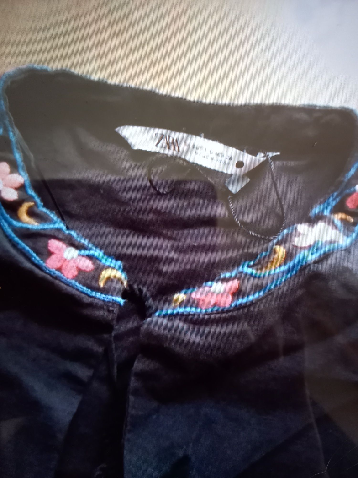 Zara  haftowana  sukienka  lniana  s