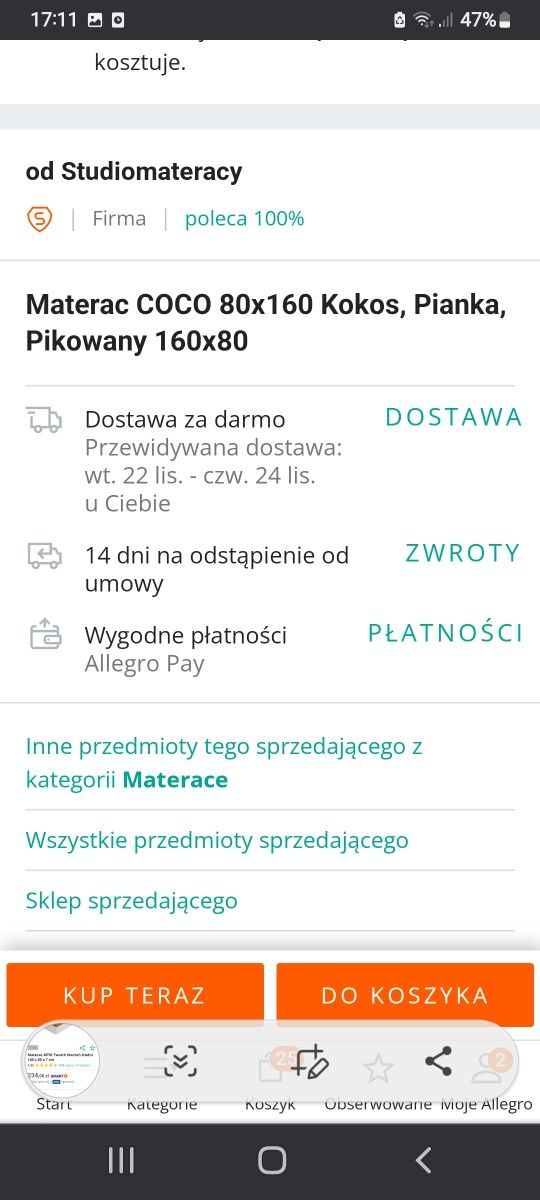 Łóżko policja z materacem