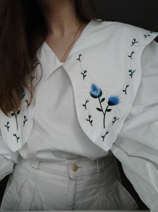 Сорочка з об'ємним коміром, вишиванка, сорочка в стилі zara