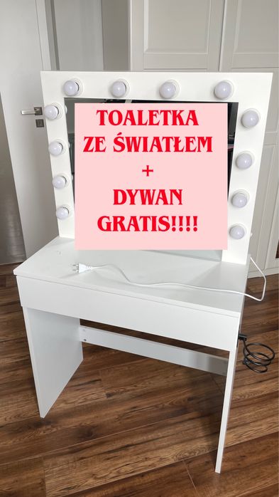 Toaletka ze światłem + dywan kremowy gratis
