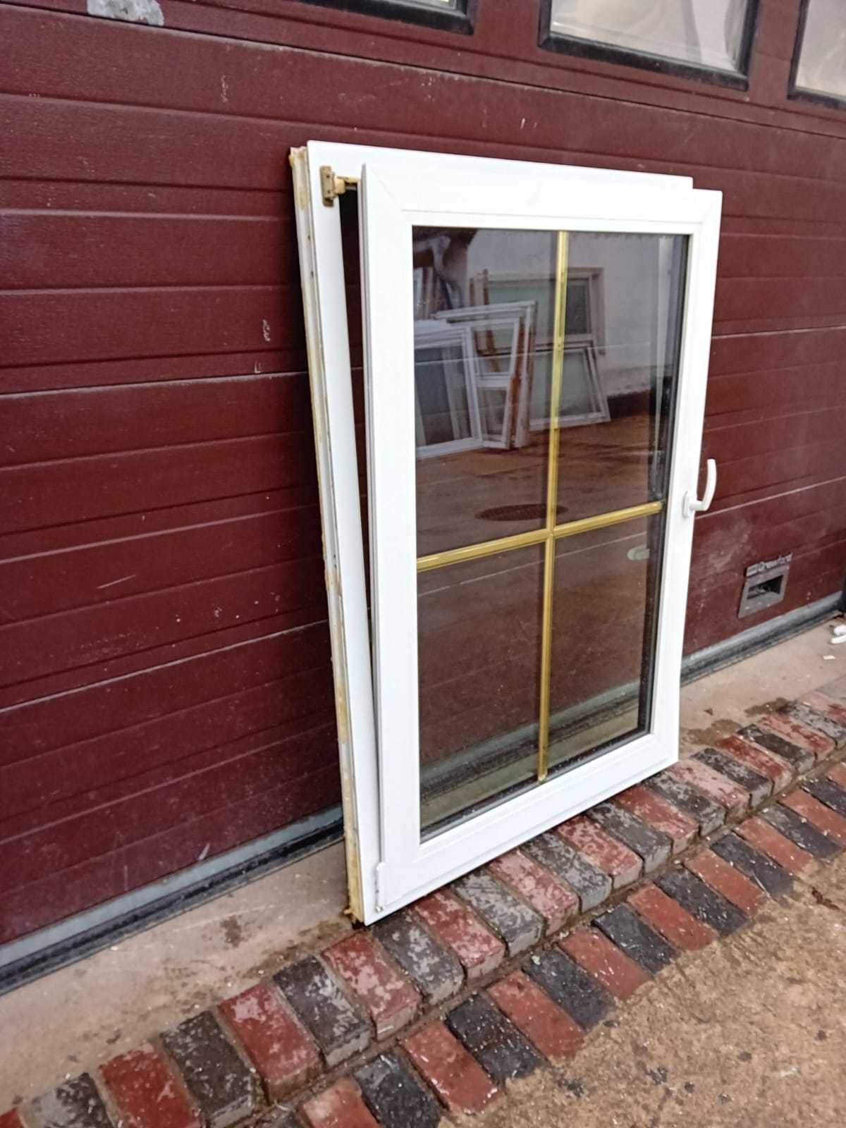 Okno jednoskrzydłowe orzech złote szprosy 99x142 pcv DOWÓZ CAŁY KRAJ