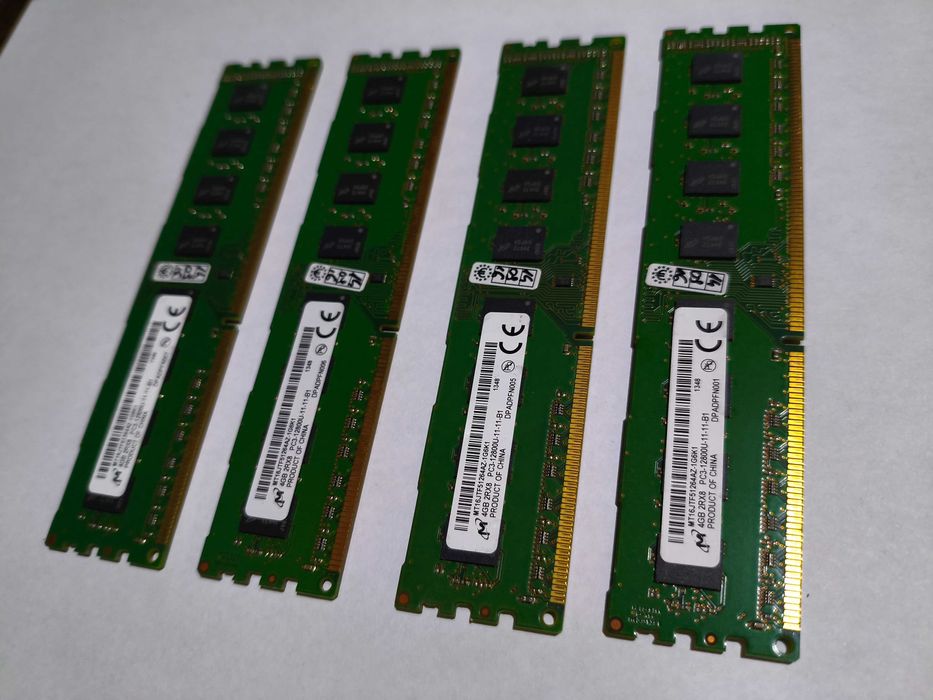 DDR3  1600mhz PC3 12800U Micron 16gb 4x4gb 2x dual