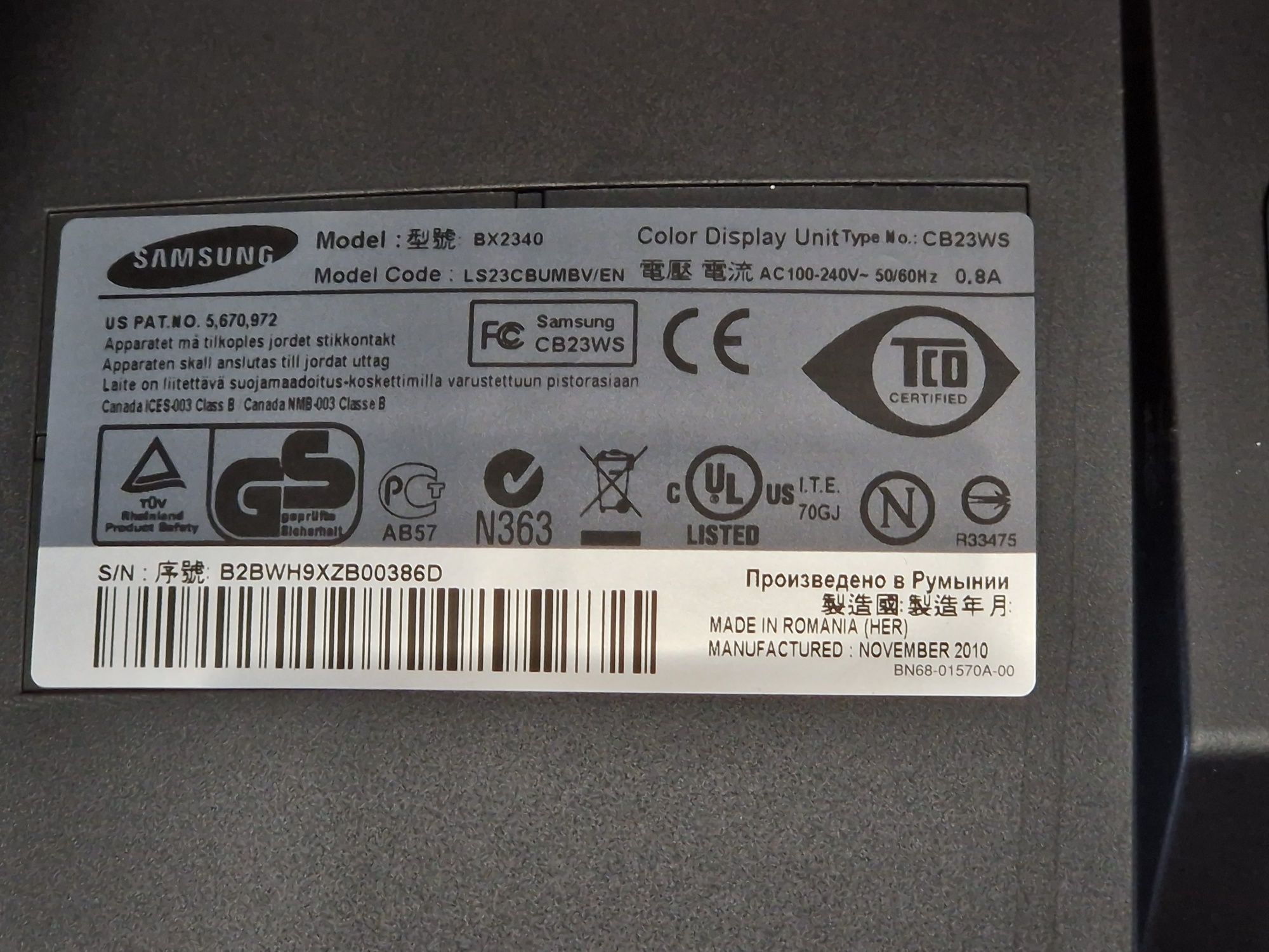 Monitor Samsung 23'' BX2340 LED FullHD - DVI VGA, przewód dvi - HDMI