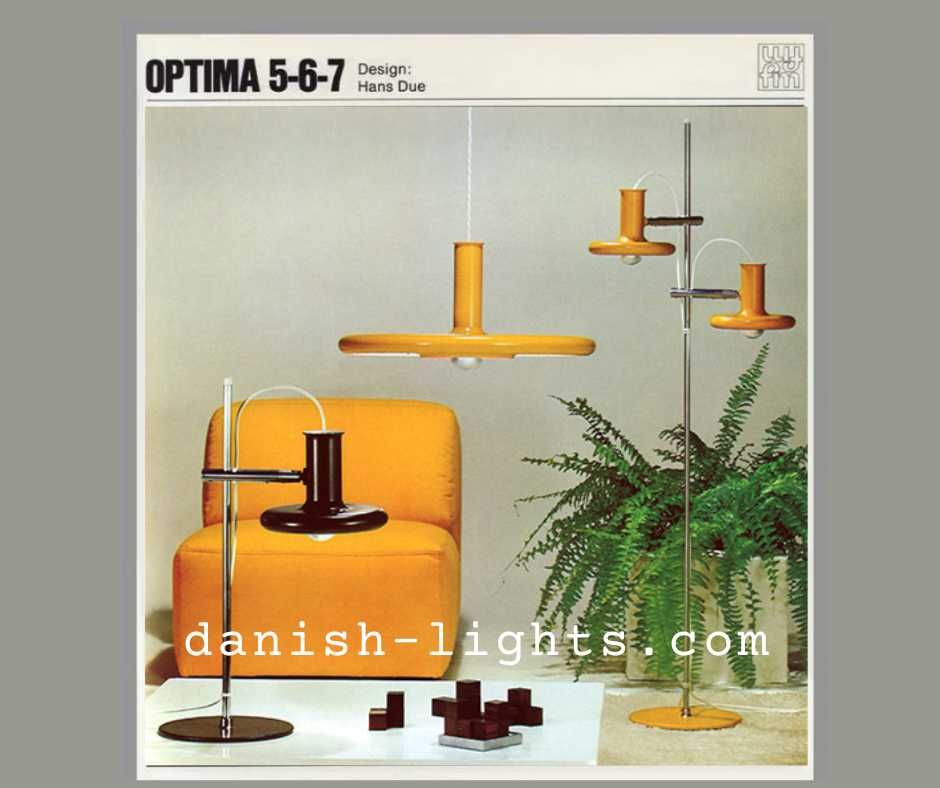Candeeiro Optima 7 Amarelo, por Hans Due para a Fog & Morup 1972