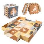 Mata Edukacyjna Piankowa Puzzle Kojec brązowa 143x143 cm 36 elementów