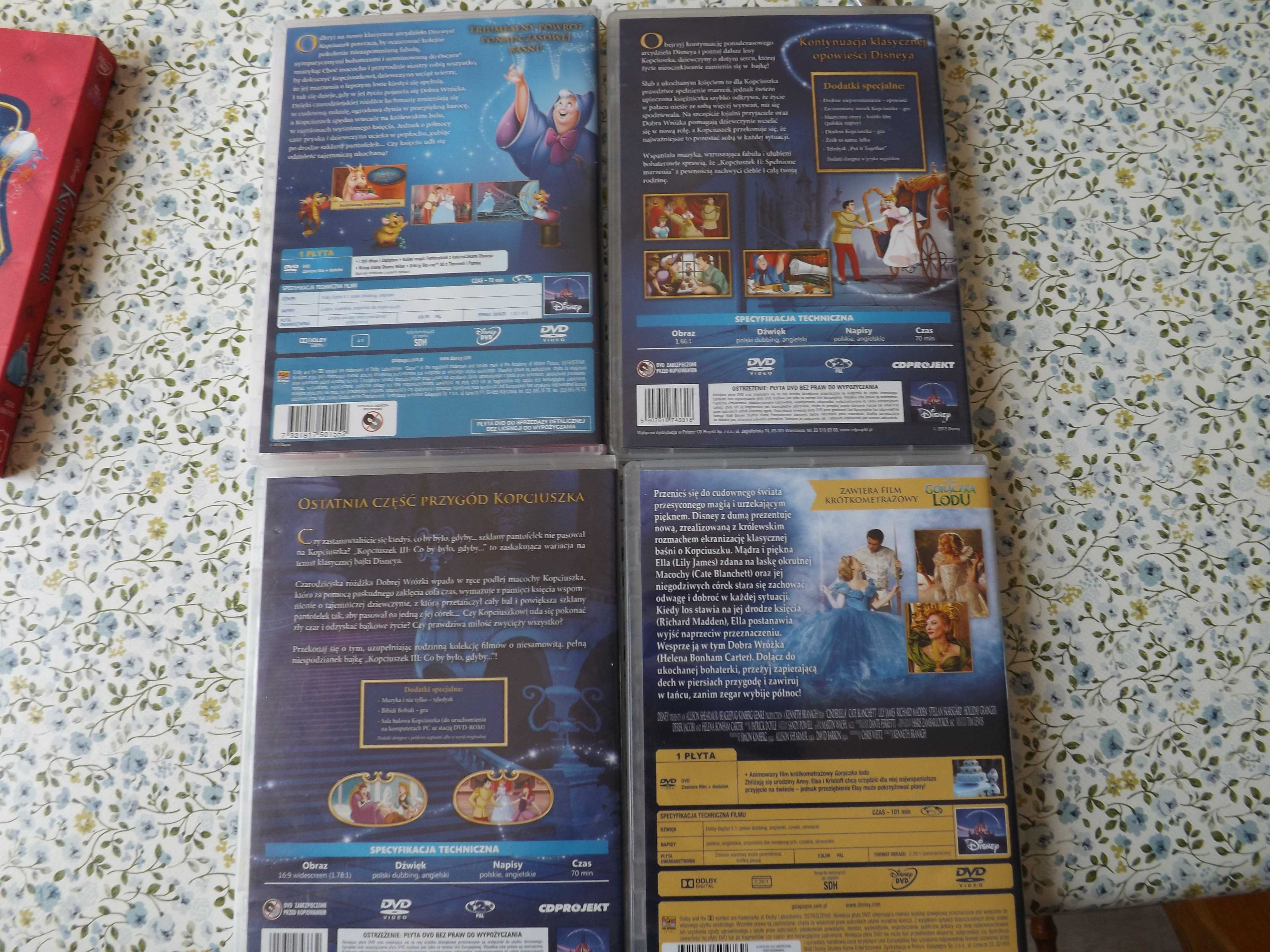 Kopciuszek Disney bajka 1,2,3 i fabularna dvd