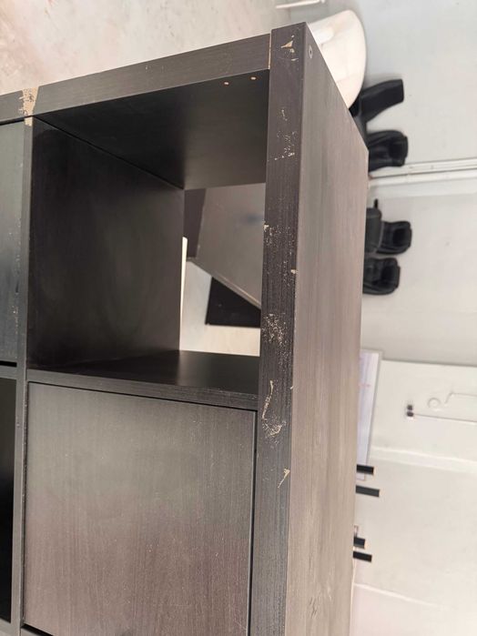 Regał ikea Kallax czarny z wkładami