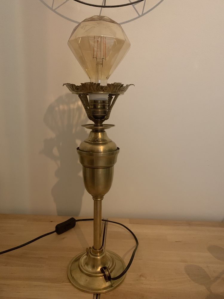 Mosieżna stara lampa lampka stołowa nocna loft vintage