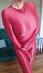Czerwony kombinezon catsuit wet look błyszczący lycra nylon latex