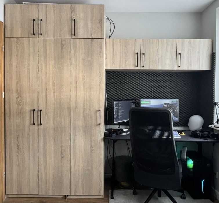 Zwstaw szafa, łóżko 90x200, szuflady, 3xwiszące szafki. Do złożenia.