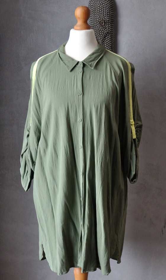 Tunika koszula khaki neon wiskoza XS S