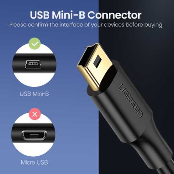 Кабель для зарядки USB на Mini USB 5pin шнур ЮСБ на Мини ЮСБ Ugreen