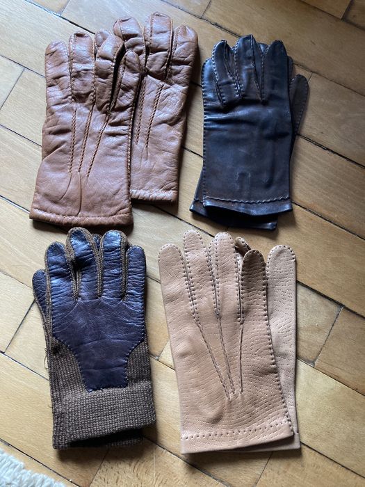 Conjunto de 4 pares de luvas de homem em pele