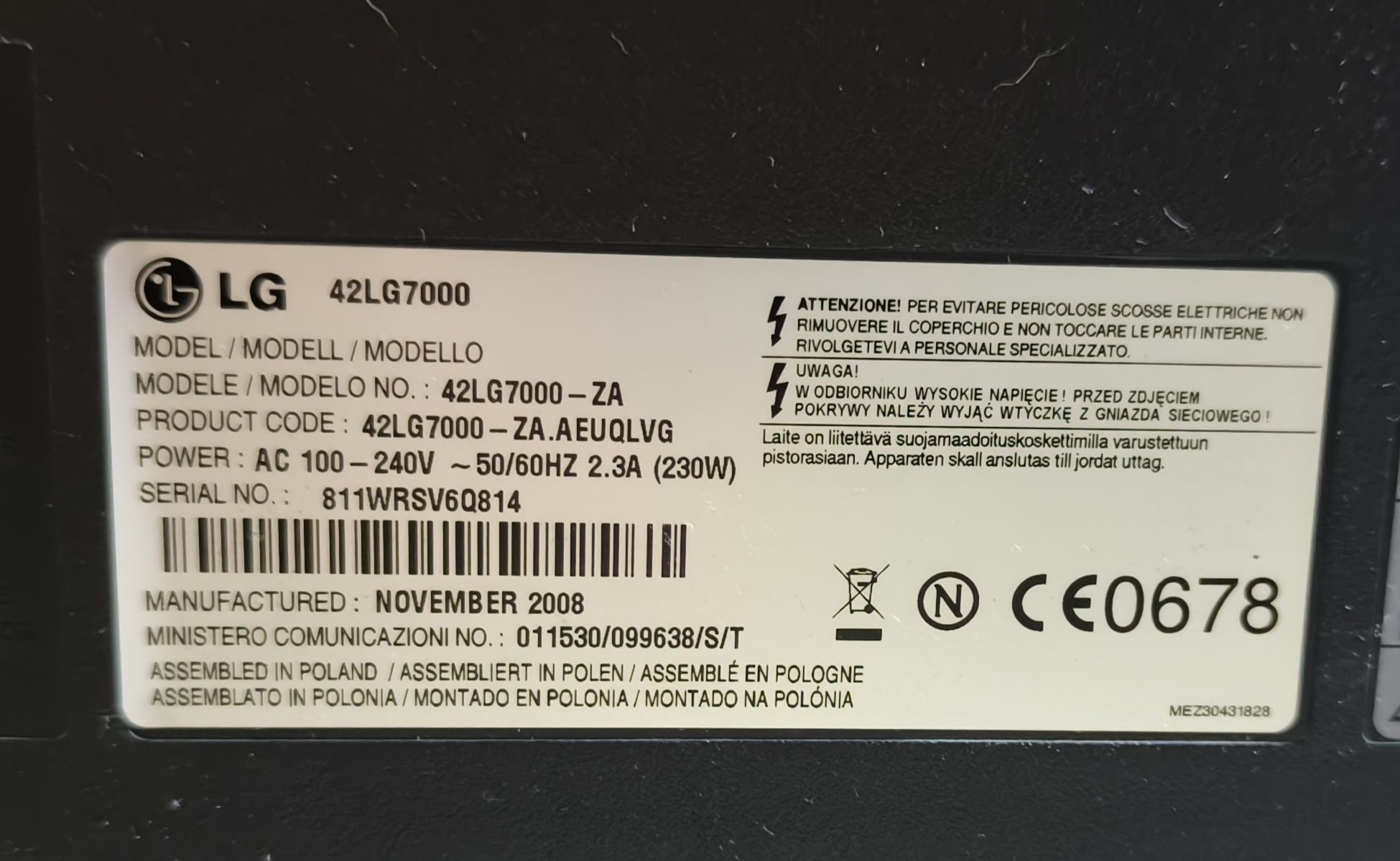 Televisão LCD 42" LG