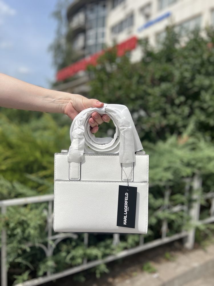 Біла шкіряна сумка рюкзак Kors Karl Lagerfeld оригінал
