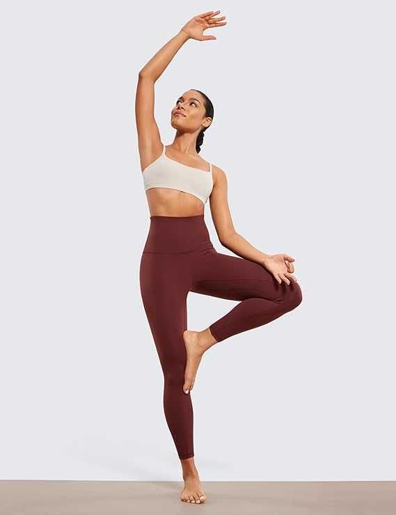 CRZ YOGA - Legginsy sportowe damskie wysoki stan XXL bordowe 7/8