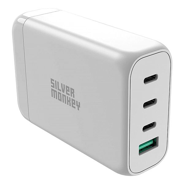 Ładowarka GaN Silver Monkey SMA152, 130W 3xUSB-C PD USB-A QC 3.0 z odł