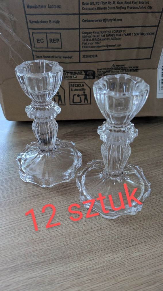 Szklane świeczniki 12 sztuk