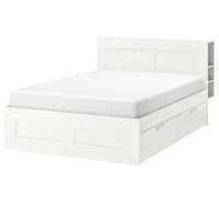 Łóżko BRIMNES rama łóżka z pojemnikiem, zagłówek, białe 160x200cm