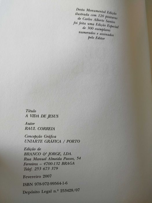 Livro "A vida de Jesus" edição especial de 300 exemplares numerados
