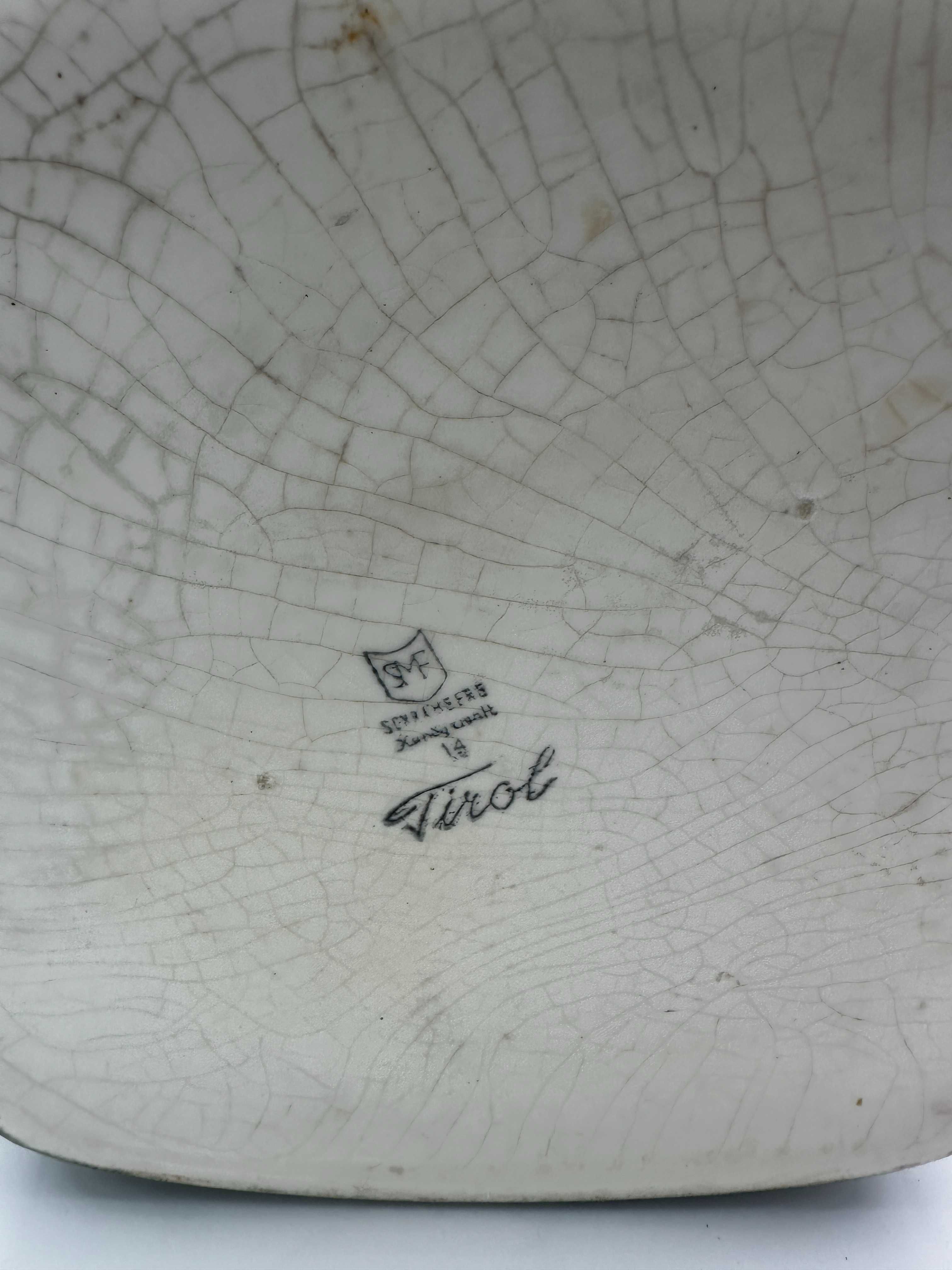 Duży stary dzban ceramiczny pojemnik sygnowany.
