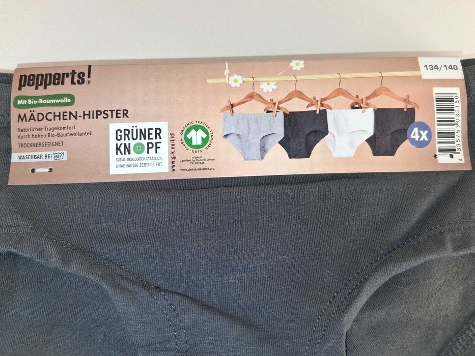 A195 Pepperts! Zestaw 4x Majtki Dziewczęce Hipster Bawełna 134/140