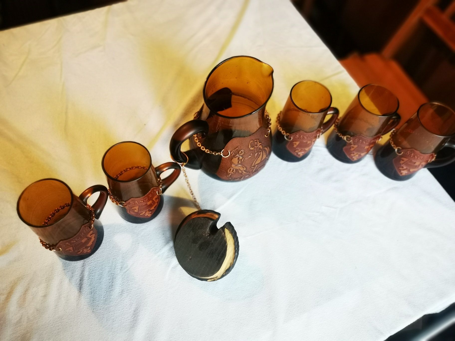 Dzbanek szklanki Sangria Wino Poncz Kompot lata 70 vintage prl