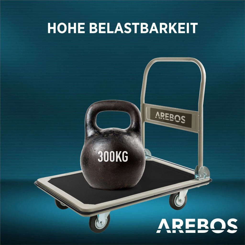 Wózek platformowy AREBOS Wózek transportowy do 300 kg, składany, wózek