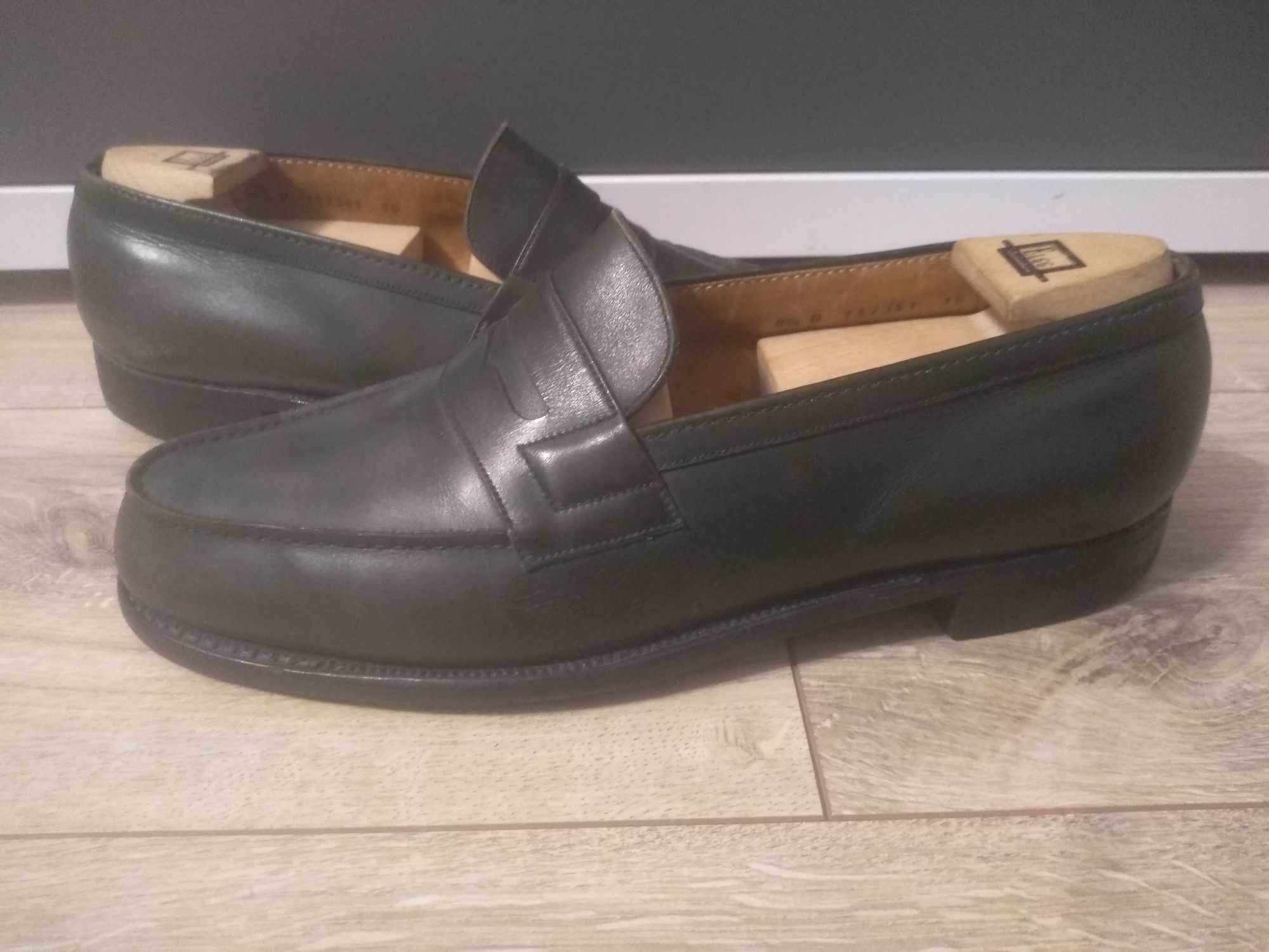 JM Weston Leather flats loafer size 8,5 luksus buty j.Crockett Hermes