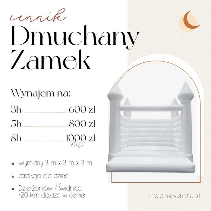 Białe dmuchańce, atrakcje na urodziny, wesela - Biały zamek dmuchany