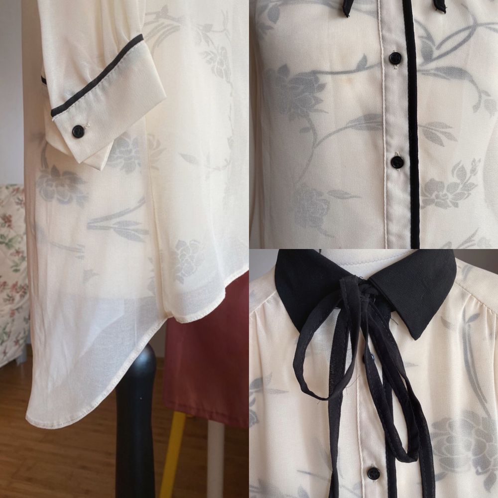 Przezroczysta bluzka z kokardą koszulka XS H&M