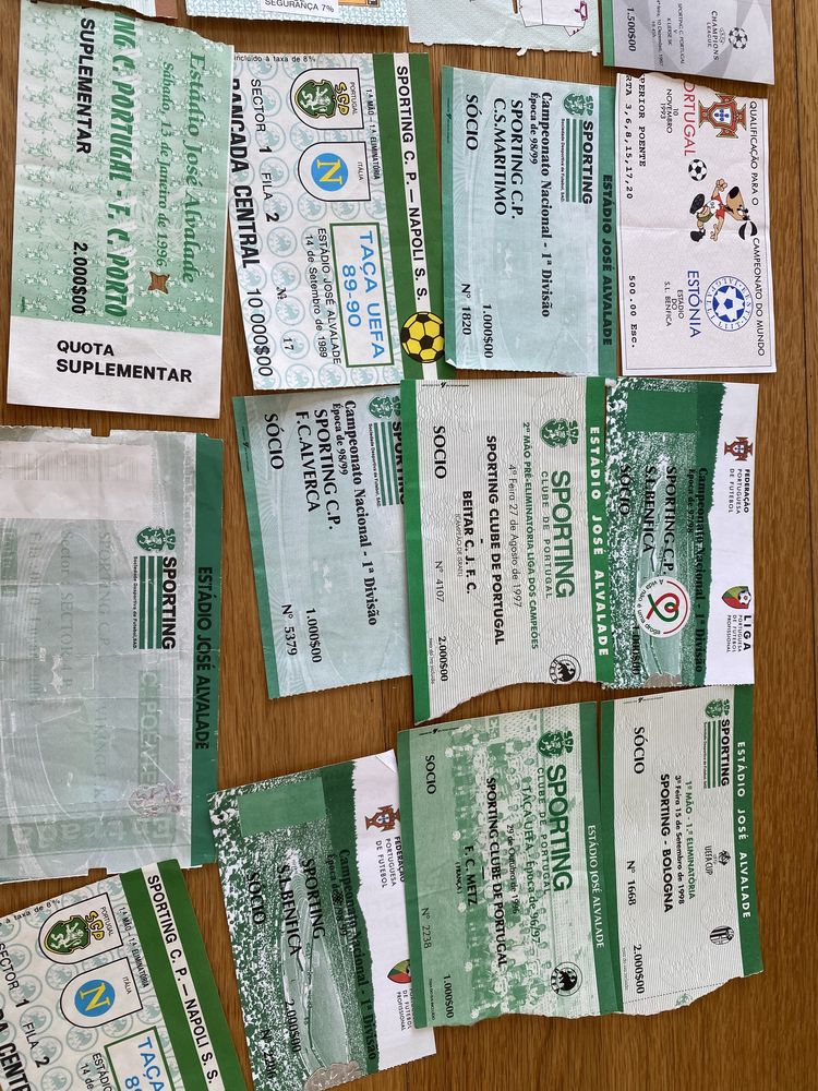 Bilhetes futebol coleção SLB e SCP