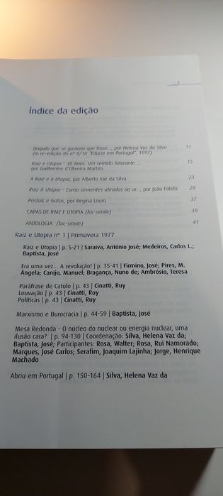 Raiz e Utopia, Memória de uma Revista 1977_-1981 (Antologia)