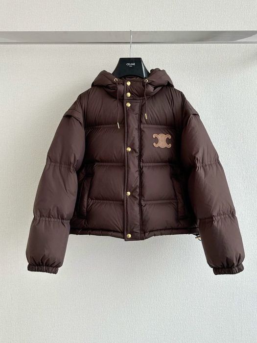 Kurtka damska bezrękawnik Celine brązowa puchowa na zimę