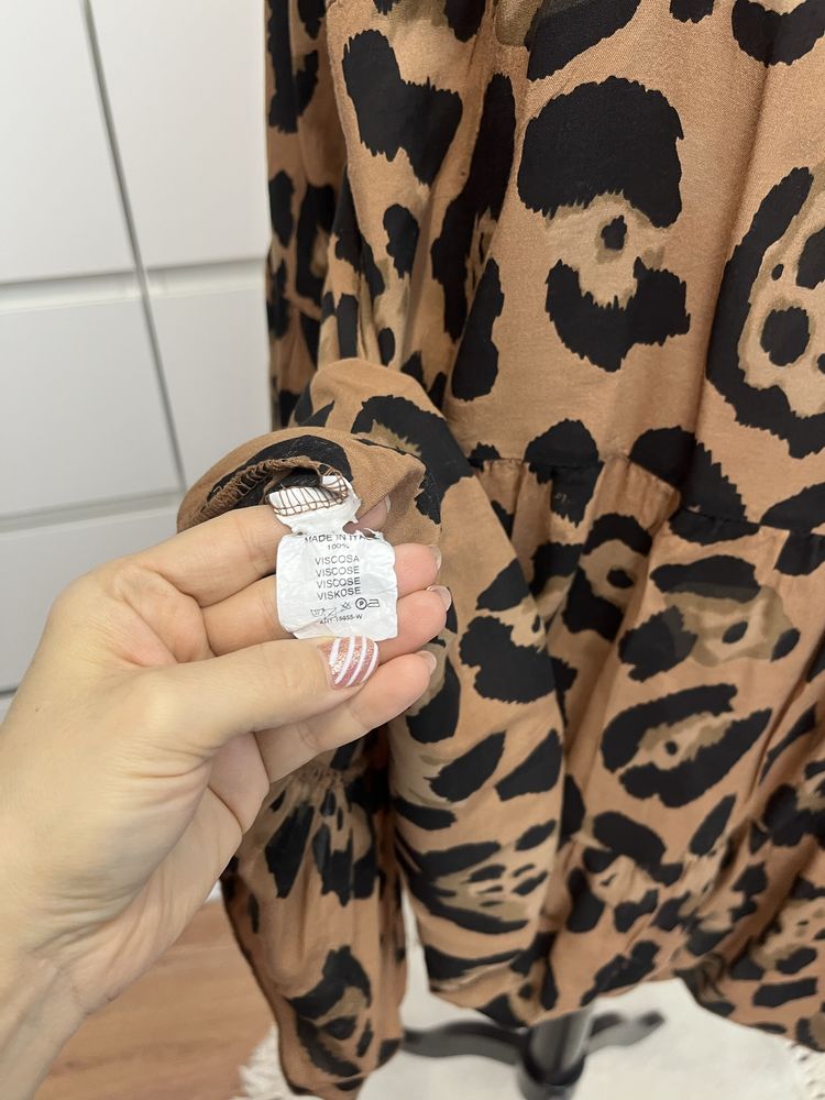 Wiskozową włoska Tunika panterka cętki tunika  luźna zwiewna