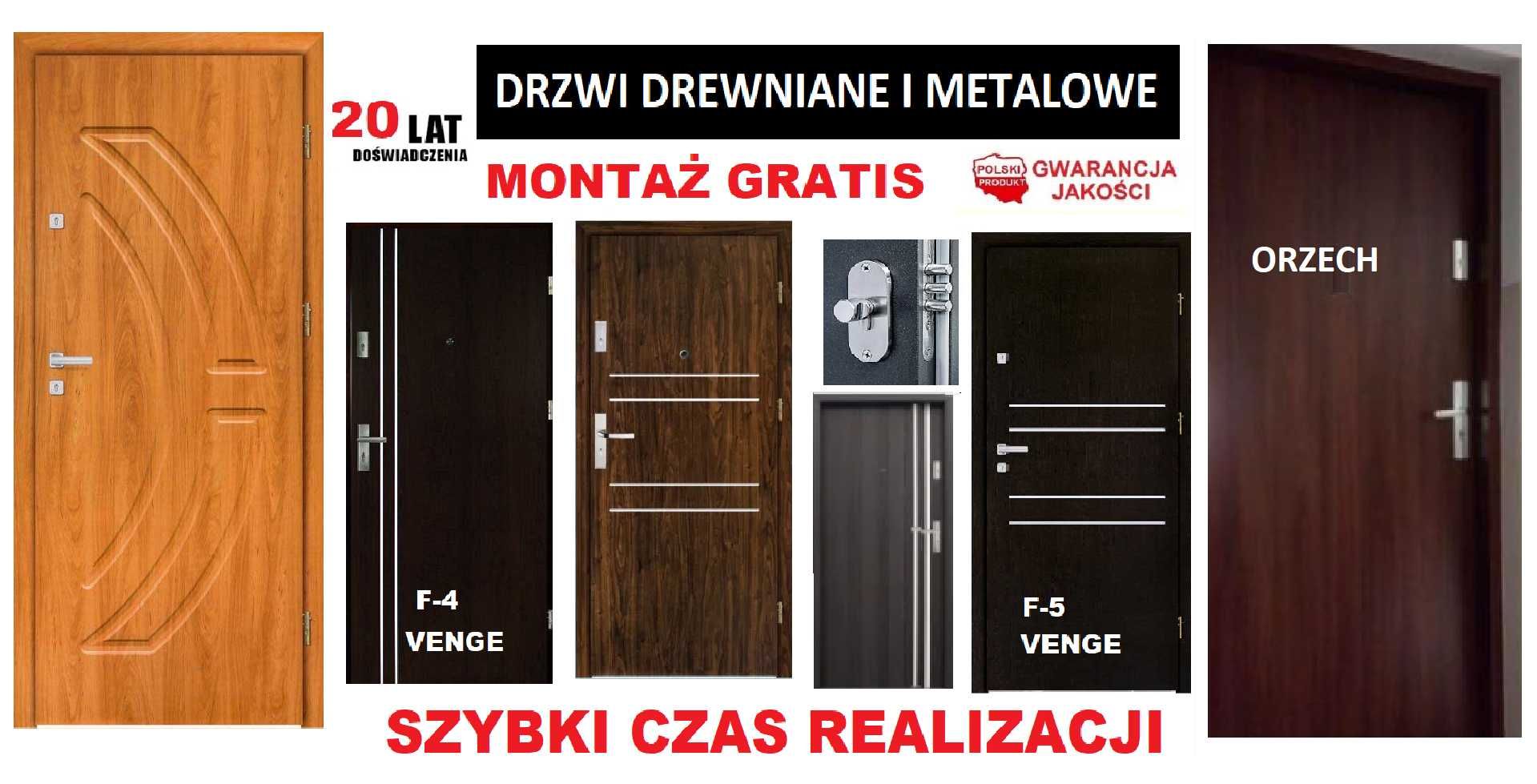 Drzwi wejściowe  do mieszkania zewnętrzne z montażem wewnątrzklatkowe.