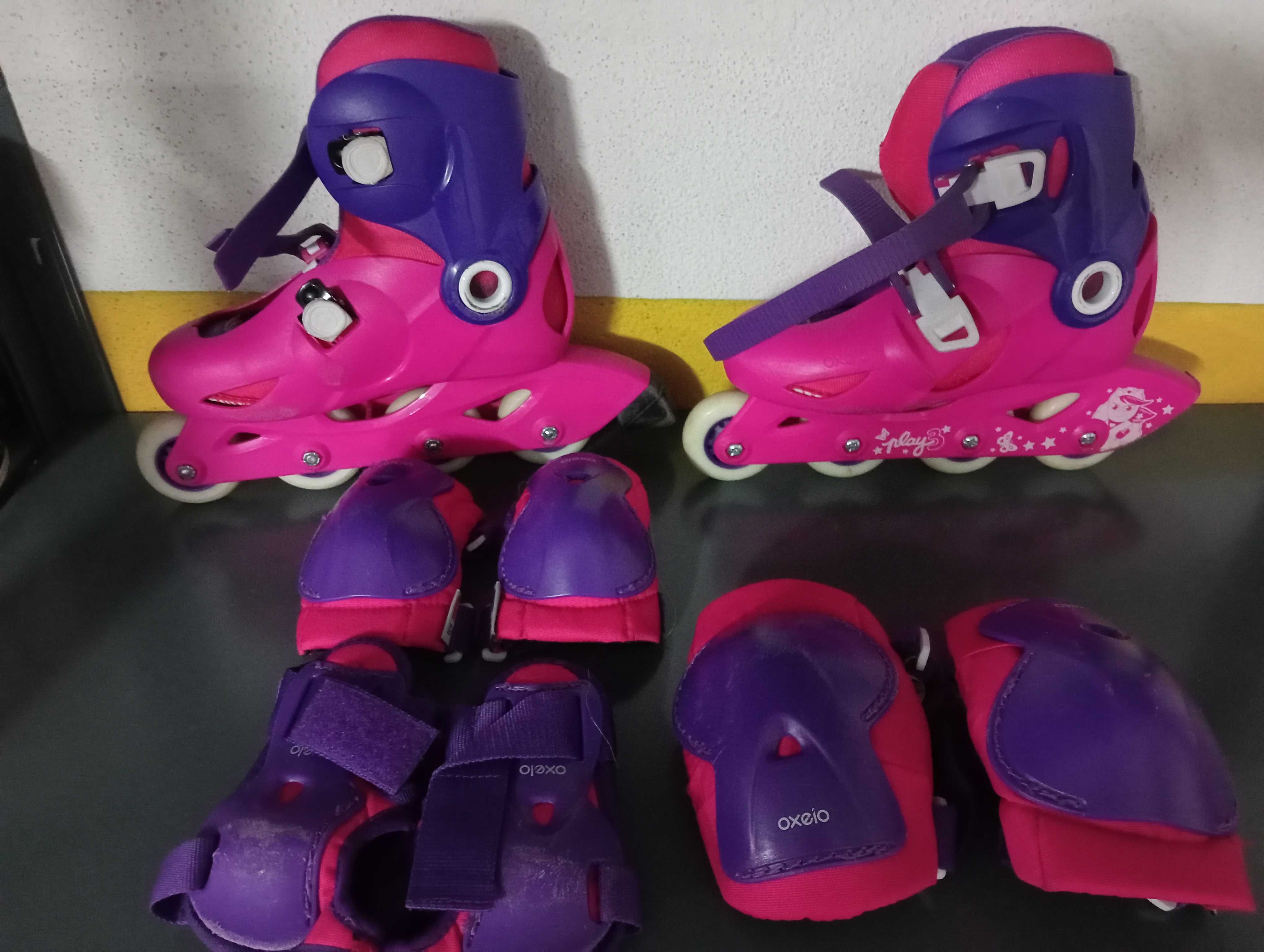 Patins com acessórios de proteção